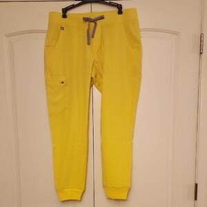 Figs Yellow Joggers with Gray Drawstring